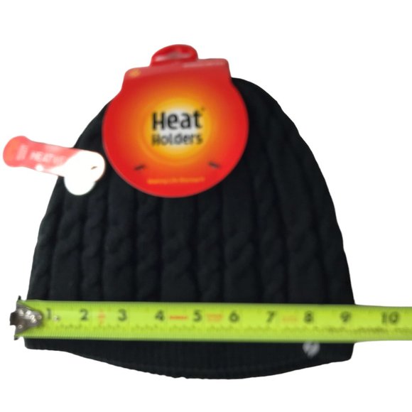 New NWT Beanie Knit Hat Cap Fleece-Lined Black.  Thick.  Heat Holders.  Model "H - Picture 9 of 11